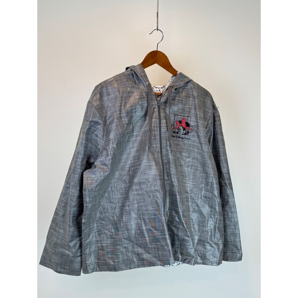 Disney Parks Jacket Women 2X Grey Minnie Mouse Walt Disney World Zip Hooded Park